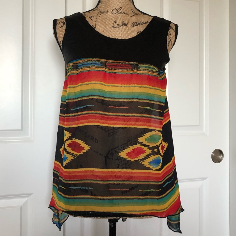 Tribal pattern sheer flowy top